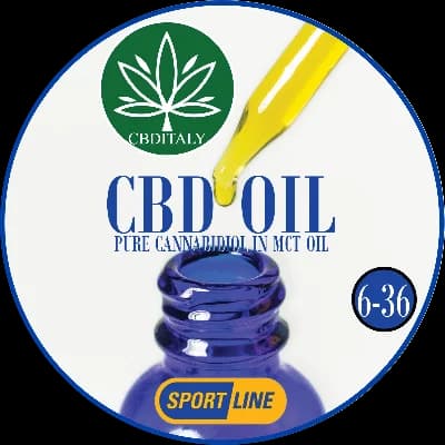 CBDITALY CBD Oil Sportline pure cannabidiol in MCT oil, blue glass dropper bottle, concentration 6-36